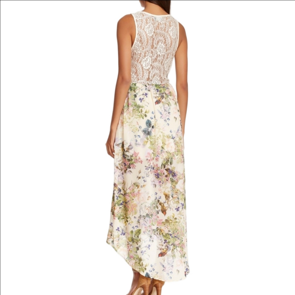 Astr White Lace Bodice Floral Maxi Dress